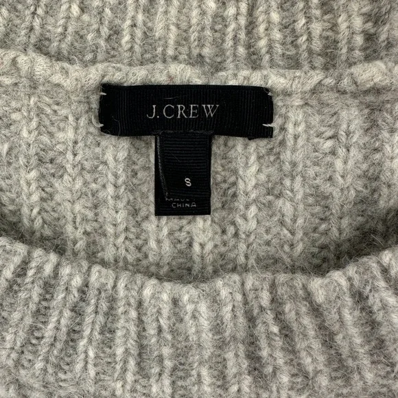 J.Crew Womens Grey Alpaca Blend Cable Knit Ribbed Crewneck Sweater Small Cropped - Picture 4 of 7
